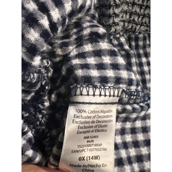 Terra & Sky Women's Plus Size Peasant Dress Multicolor Gingham Short Sleeve 0X - Picture 5 of 5